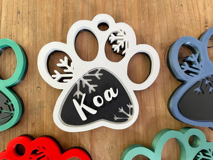 Personalized Dog Paw Christmas Ornament | Pet Memorial Gift