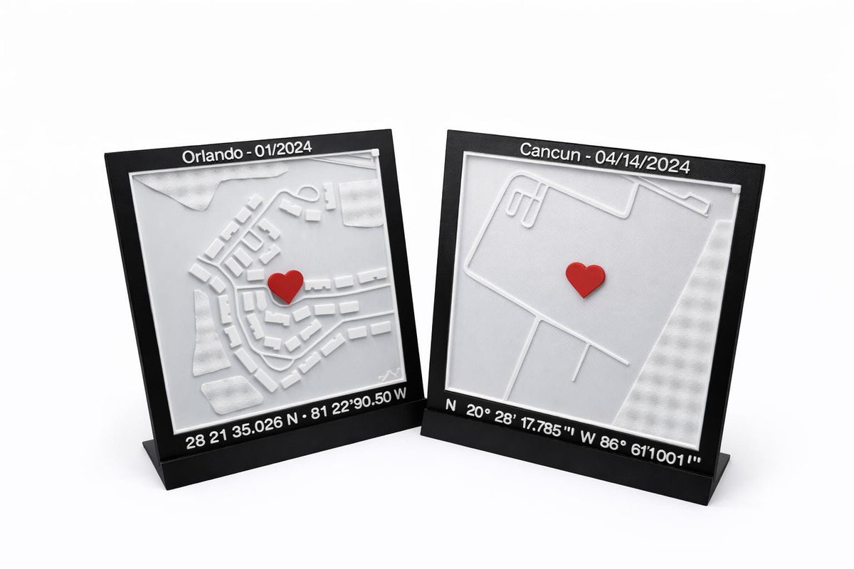 Custom 3D Map Plaque, Personalized Location Gift, Anniversary Coordinates Map, Travel Memory Gift, Custom City Map with Heart Marker