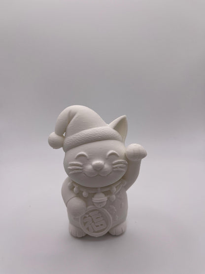 Lucky Cat Figurine | Seasonal 3D Printed Cat Decor