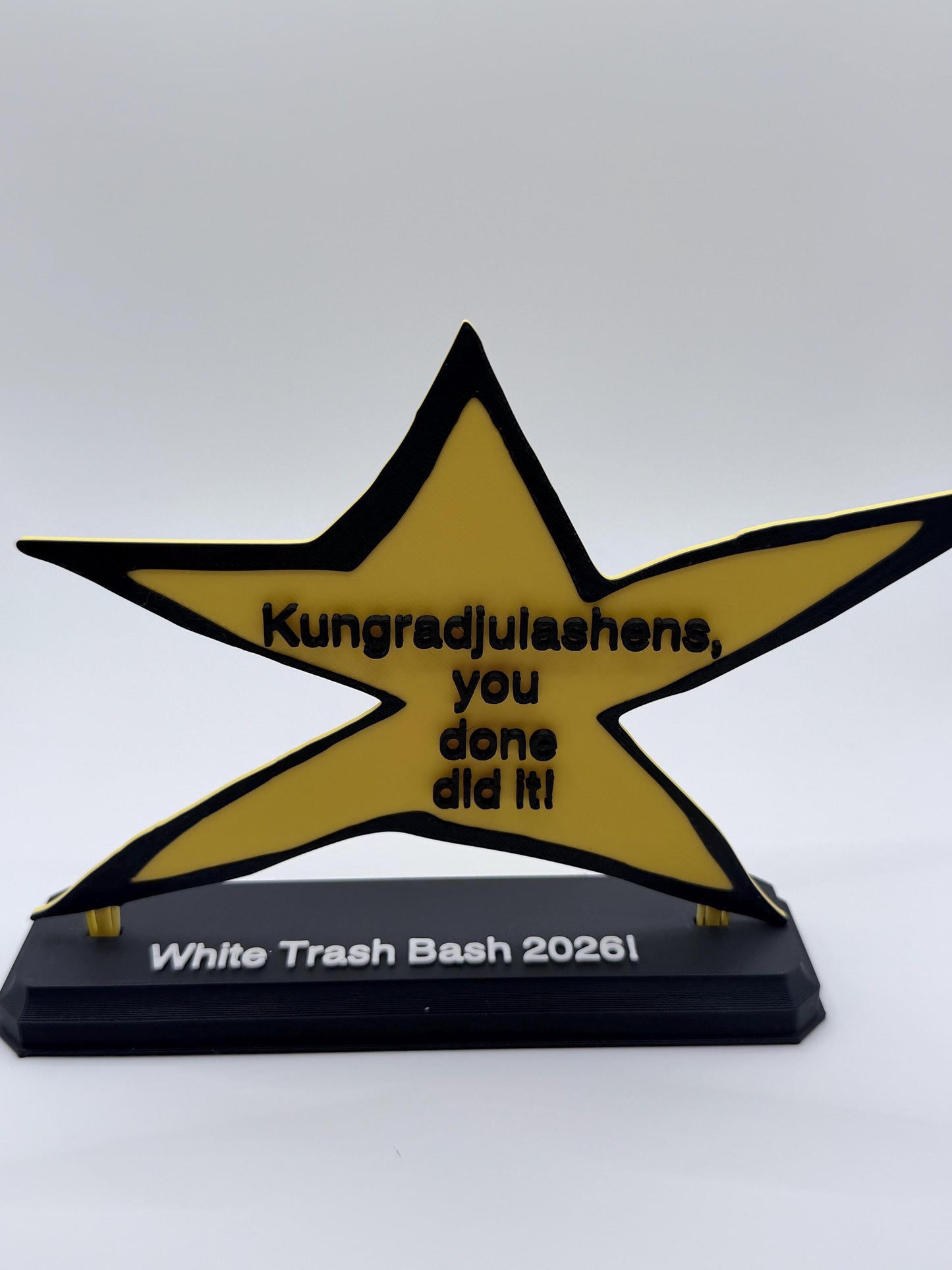 Funny Custom Gold Star Trophy: 3D Printed Personalized Award