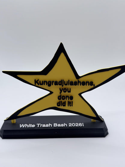 Funny Custom Gold Star Trophy | Personalized Office Award