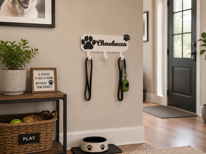 Personalized Dog Leash Holder | Puppy Wall Decor