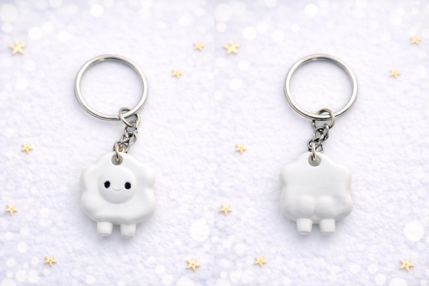 Cute Kawaii Food Cloud Keychains, Bread Cookie Cloud Charm, Handmade 3D Printed Keychain, Cute Backpack Key Ring Gift