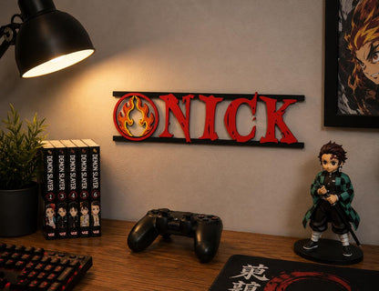 Custom Demon Anime Name Sign | Gamer Room Decor