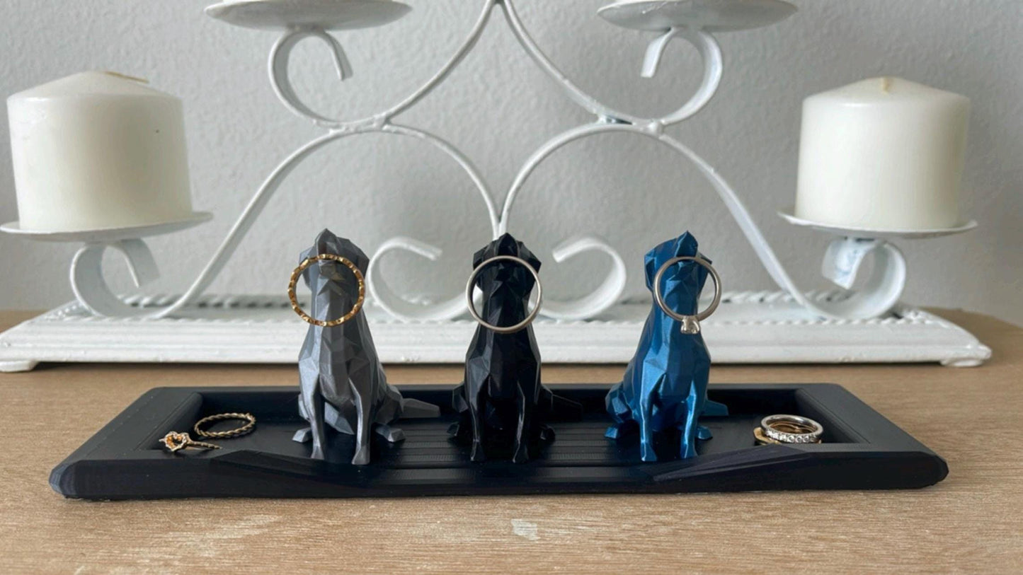 Triple Dog Ring Holder | Dog Lover Engagement Gift