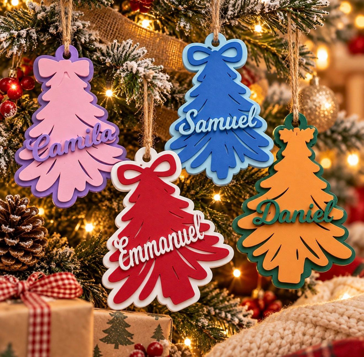 Personalized Christmas Tree Ornament with Name, Custom 3D Printed Ornament, Family Christmas Keepsake, Stocking Stuffer, Holiday Gift