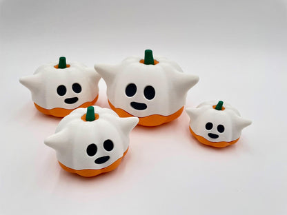 3D Printed Ghost Pumpkin Figurine | Halloween Decor