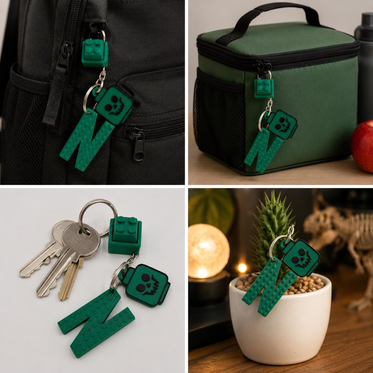 Building Block Letter Keychain Set | Personalized Alphabet with Brick Head | Bag Tag | Party Favors | School | Custom Gift | Fidget Clicker