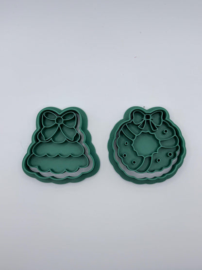 4-Inch Christmas Cookie Cutter Stamp Set, Holiday Baking Cutters, Choose 2, 4, 6 or Complete Set of 8