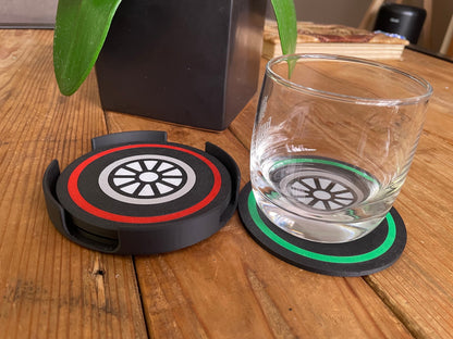 F1 Tire Coaster Set with Holder | Formula 1 Gift
