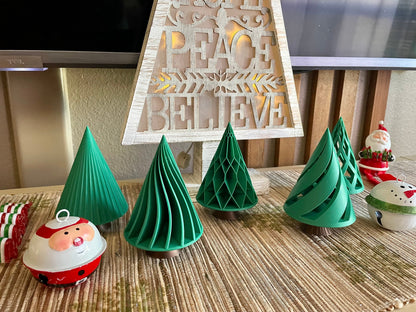 Set of 5 3D Printed Christmas Trees | Eco-Friendly Holiday Decor