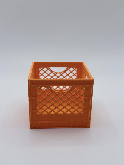 Mini Milk Crate Organizer | 3D Printed Stackable Storage Bin, Desk Organizer, Cute Plastic Crate, Teacher Gift, Dorm Decor