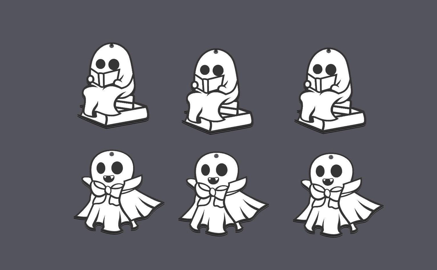 Halloween Ghost Keychain Collection – Set of 13 Spooky Designs