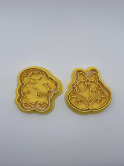 4-Inch Christmas Cookie Cutter Stamp Set, Holiday Baking Cutters, Choose 2, 4, 6 or Complete Set of 8