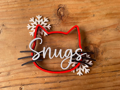 Personalized Cat Christmas Ornament | Custom Name, 3D Printed