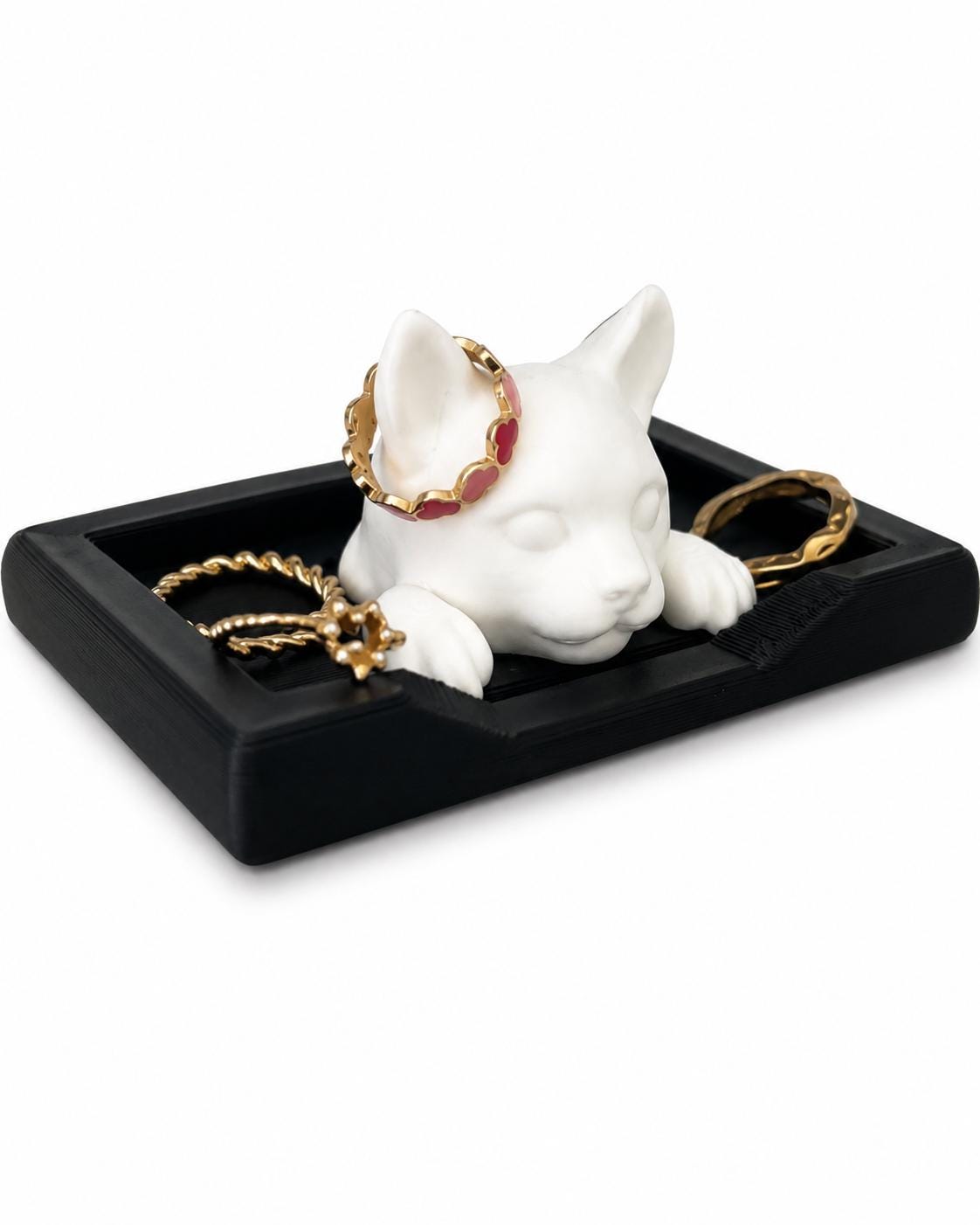 3D Printed Cat Ring Holder, Customizable Jewelry Dish