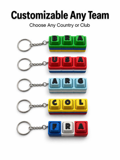 Custom 3-Letter Fidget Keychain | Soccer & Country Fan Gift