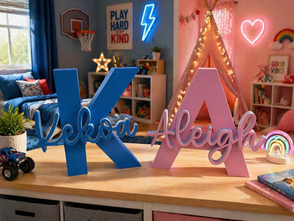 Personalized 3D Name Sign, Custom Initial Nursery Wall Art