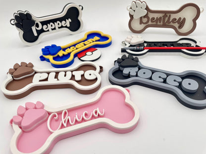 Custom Dog Crate Sign | 3D Printed Bone Puppy Tag