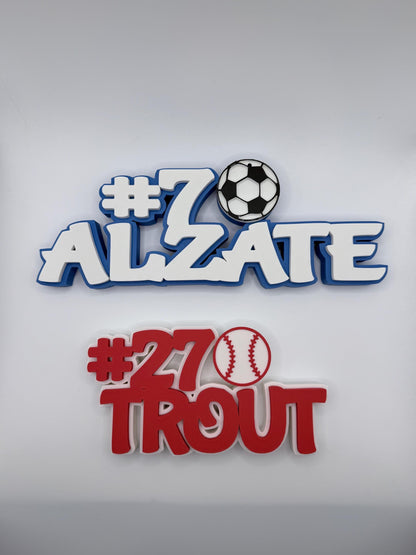 Personalized Sports Name Sign | Jersey Number Keychain
