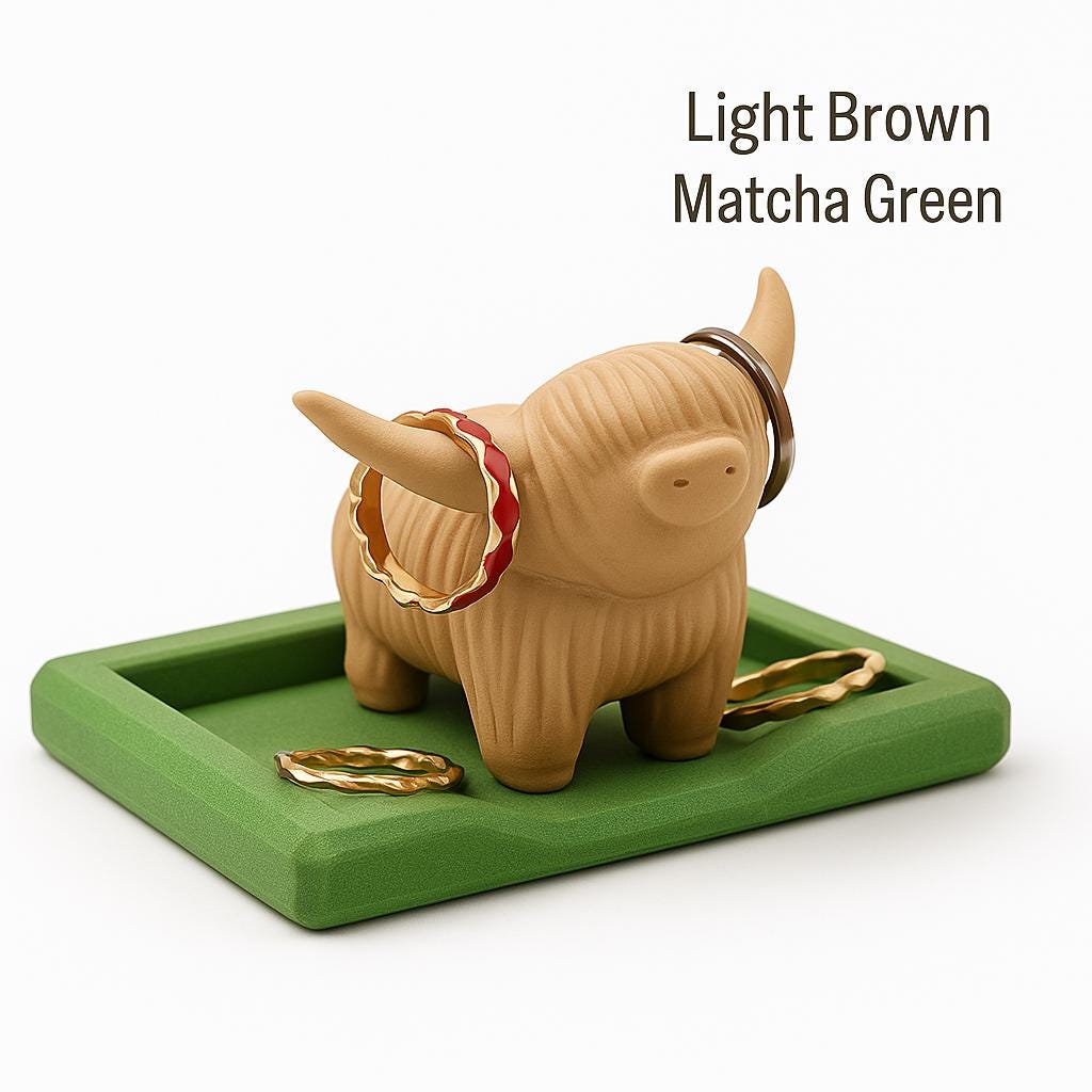 Highland Cow Ring Holder – 3D Printed Farmhouse Jewelry Dish