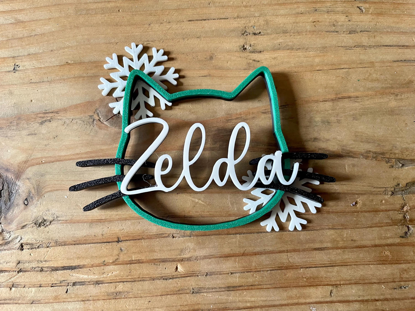 Personalized Cat Christmas Ornament | Custom Name, 3D Printed
