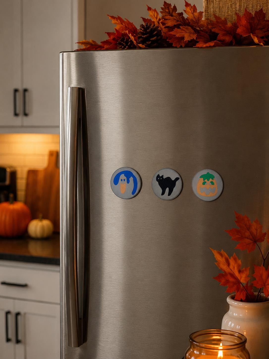 Cookie Magnets Halloween Decor | Sugar Cookie | 90's Decoration | Trick or Treat | Ghost | Pumpkin | Black Cat | Party Favor | Fridge Magnet