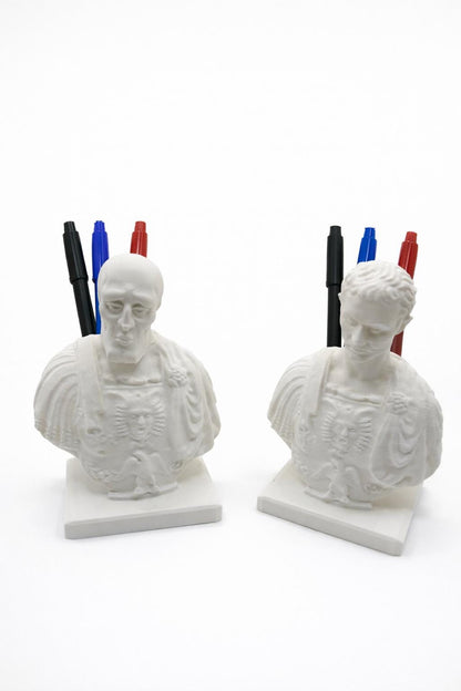 Roman Bust Pen Holder | Elegant Desk Organizer Gift for Him