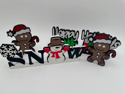 Gingerbread & Snowman Christmas Decor Set | Holiday Display