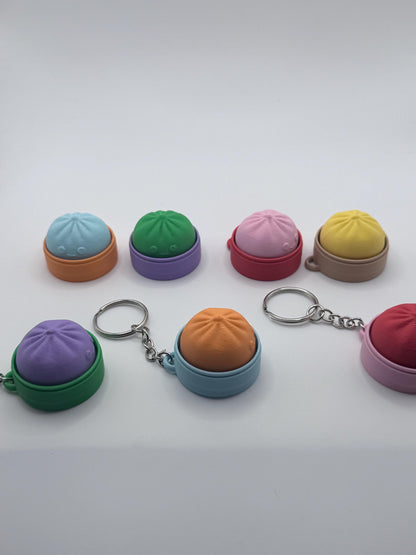 Dumpling Clicker Keychain, Cute 3D Printed Fidget Toy, Kawaii Stress Relief Keychain, Party Favor, Classroom Prize, Bulk Gift