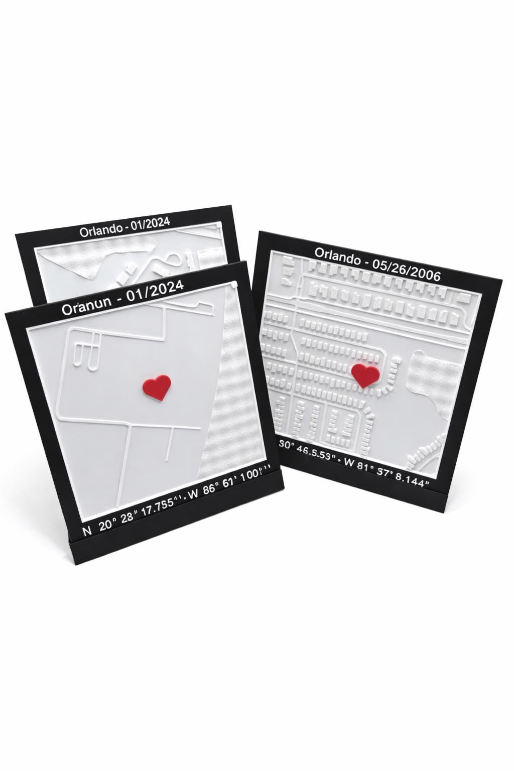 Custom 3D Map Plaque, Personalized Location Gift, Anniversary Coordinates Map, Travel Memory Gift, Custom City Map with Heart Marker