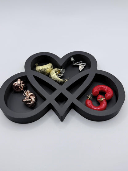 Personalized Infinity Heart Ring Holder, Jewelry Tray, Modern Love Knot Ring Dish, Wedding Gift, Anniversary Gift, Couple Decor