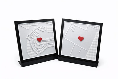 Custom 3D Map Plaque, Personalized Location Gift, Anniversary Coordinates Map, Travel Memory Gift, Custom City Map with Heart Marker