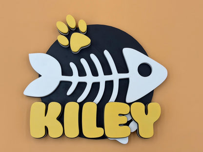 Personalized Cat Sign | Custom Name Sign | Cat Sign | Fish Sign | Wall Decor | Personalized Sign | Pet Gifts | Gift | Mom | Kitten | Catio