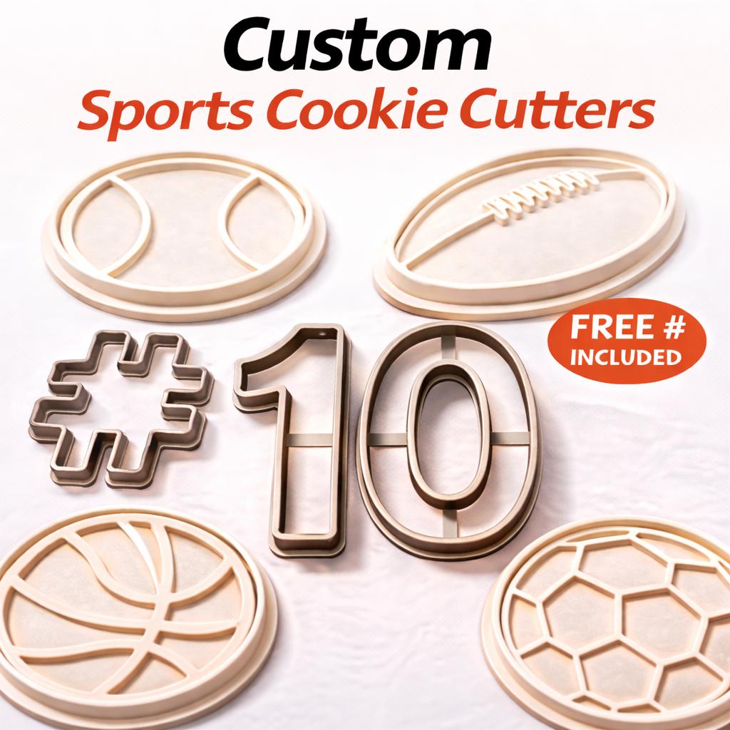 Sports Number Cookie Cutters 0-9, Custom Number Cutters, Includes # Symbol Cutter, Birthday Cookies, Fondant, Baking Tools