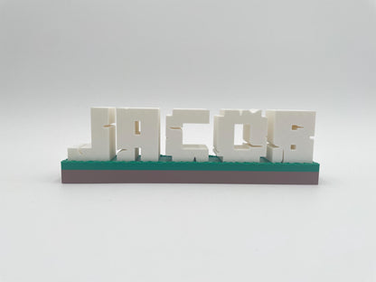Pixel-Style Custom 3D Nameplate | Personalized Gamer Tag Sign for Kids & Game Rooms