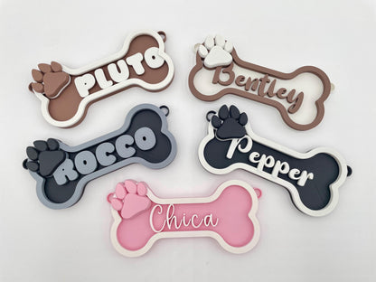 Custom Dog Crate Sign, 3D Printed Bone Puppy Tag