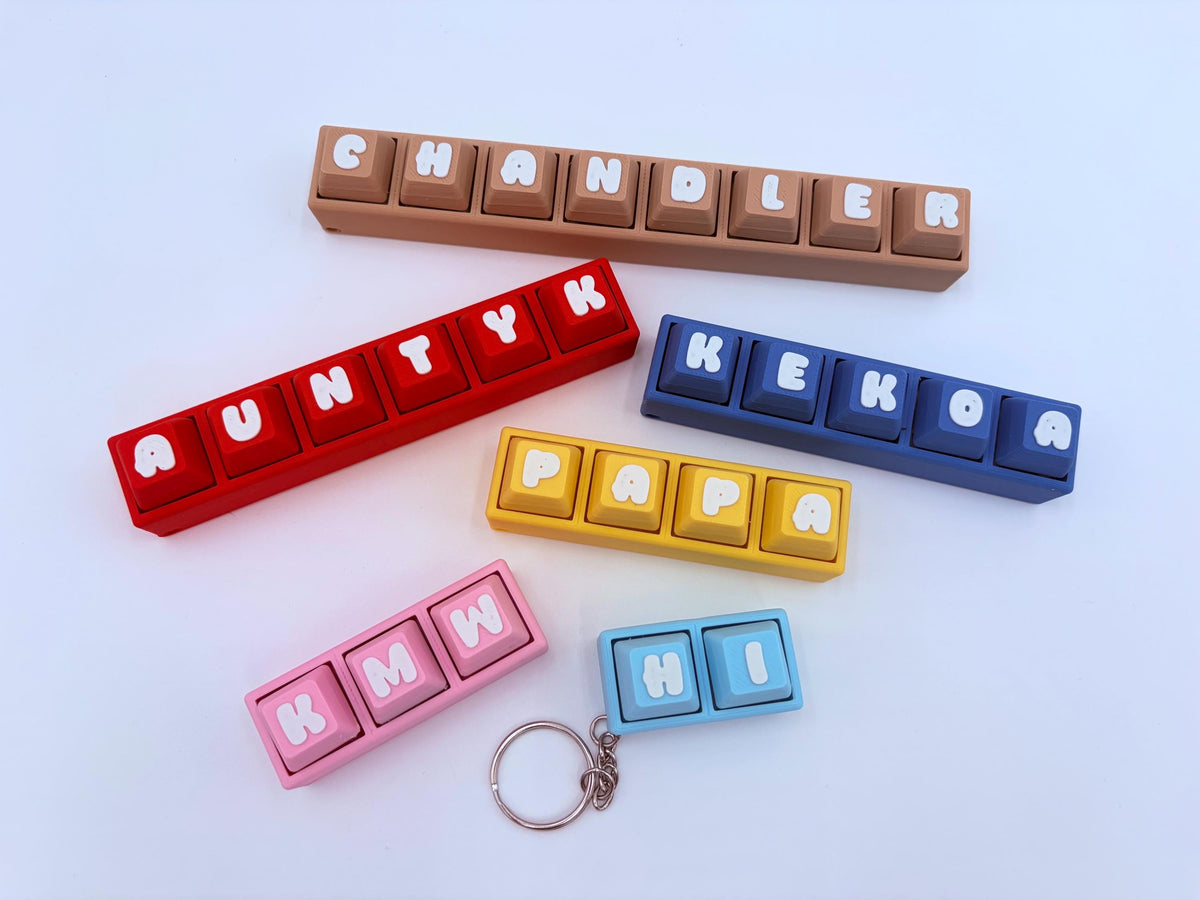 Custom Name Keycap Clicker Keychain, ASMR Fidget Gift