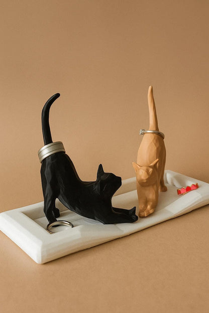 Two Cats Ring Holder Dish – 3D Printed Cat Lover Gift