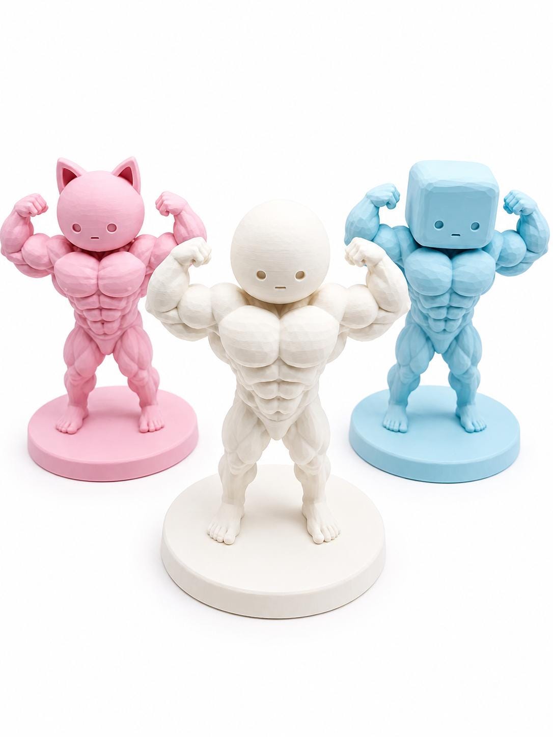 Buff Muscle Figure, Desk Decor, Cute Bodybuilder Collectible, Kawaii Desk Toy, Funny Gym Gift, Glow Option Available