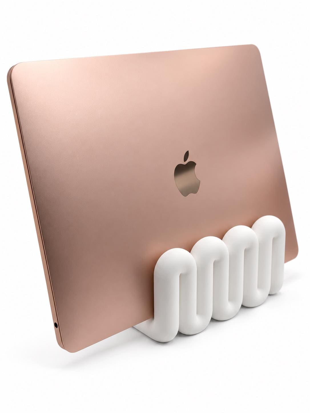 Wavy Vertical Laptop Stand, 3D Printed MacBook Holder, Modern Laptop Dock, Sculptural Desk Organizer, Minimalist Office Decor
