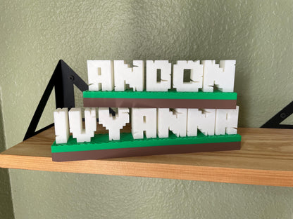 Pixel-Style Custom 3D Nameplate | Personalized Gamer Tag Sign for Kids & Game Rooms