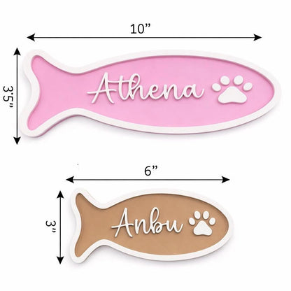 Personalized Fish-Shaped Cat Name Sign | Cat Bowl Decor