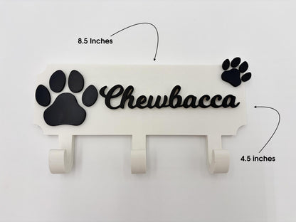 Personalized Dog Leash Holder | Puppy Wall Decor